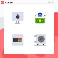 Pack of 4 Modern Flat Icons Signs and Symbols for Web Print Media such as lock form pc economy wireframe Editable Vector Design Elements