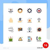 Set of 16 Modern UI Icons Symbols Signs for help mosque biology hand fingers Editable Pack of Creative Vector Design Elements