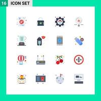 Universal Icon Symbols Group of 16 Modern Flat Colors of baked professional efficiency magnifier find Editable Pack of Creative Vector Design Elements