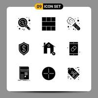 Pictogram Set of 9 Simple Solid Glyphs of add intelligent workspace cyber artificial Editable Vector Design Elements