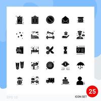 Solid Glyph Pack of 25 Universal Symbols of business message interface mail sms Editable Vector Design Elements