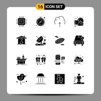 User Interface Pack of 16 Basic Solid Glyphs of home shapes cloud geometrical storage Editable Vector Design Elements