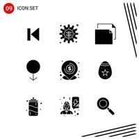 colección de 9 iconos vectoriales en estilo sólido símbolos de glifo perfecto de píxel para web y móvil signos de icono sólido sobre fondo blanco 9 iconos fondo de vector de icono negro creativo