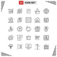 25 Icons Line Style Grid Based Creative Outline Symbols for Website Design Simple Line Icon Signs Isolated on White Background 25 Icon Set Creative Black Icon vector background