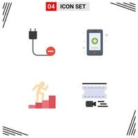 Set of 4 Modern UI Icons Symbols Signs for computers medicine hardware health employee Editable Vector Design Elements