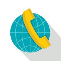 Global communication icon, flat style vector