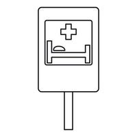 icono de señal de tráfico del hospital, estilo de esquema vector