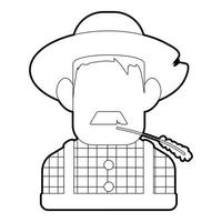 Farmer icon, outline style vector