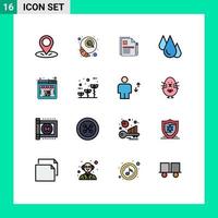 16 User Interface Flat Color Filled Line Pack of modern Signs and Symbols of online science business learn biology Editable Creative Vector Design Elements