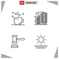 4 Icons Line Style Grid Based Creative Outline Symbols for Website Design Simple Line Icon Signs Isolated on White Background 4 Icon Set Creative Black Icon vector background