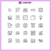 Mobile Interface Line Set of 25 Pictograms of carpet fashion rocket belt spaceship Editable Vector Design Elements