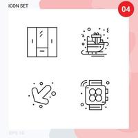 Set of 4 Modern UI Icons Symbols Signs for closet sledge interior gifts down Editable Vector Design Elements