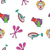 Circus performance pattern, cartoon style vector