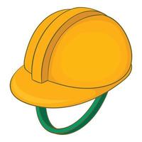 icono de casco de construcción, estilo de dibujos animados vector