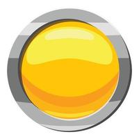 Yellow button icon, cartoon style vector