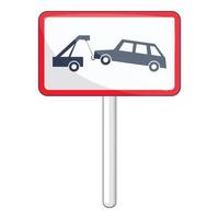 Tow away no parking sign icon, cartoon style vector