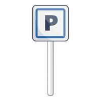 Parking sign icon, cartoon style vector