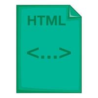 HTML file icon, cartoon style vector