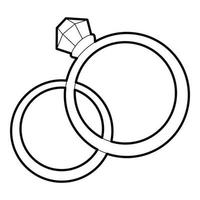 icono de anillos de boda, estilo de contorno vector