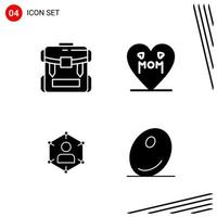 Collection of 4 Vector Icons in solid style Pixle Perfect Glyph Symbols for Web and Mobile Solid Icon Signs on White Background 4 Icons Creative Black Icon vector background