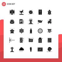 25 Thematic Vector Solid Glyphs and Editable Symbols of time cell ad location protection Editable Vector Design Elements