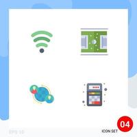 Pictogram Set of 4 Simple Flat Icons of wifi connections football soccer internet Editable Vector Design Elements