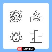 4 Line Black Icon Pack Outline Symbols for Mobile Apps isolated on white background 4 Icons Set Creative Black Icon vector background