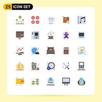 Universal Icon Symbols Group of 25 Modern Flat Colors of media package ux time box Editable Vector Design Elements