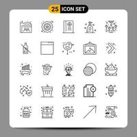 25 Black Icon Pack Outline Symbols Signs for Responsive designs on white background 25 Icons Set Creative Black Icon vector background