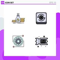 4 Universal Filledline Flat Color Signs Symbols of accumulation gear loan speaker operation Editable Vector Design Elements