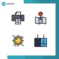 Pictogram Set of 4 Simple Filledline Flat Colors of device sunshine map summer reverse Editable Vector Design Elements