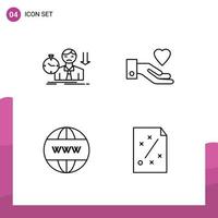 4 Creative Icons Modern Signs and Symbols of failure online depression heart www Editable Vector Design Elements