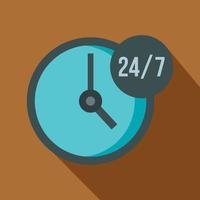 Open or served around the clock icon, flat style vector