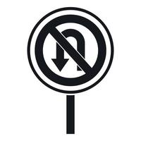 No U turn road sign icon, simple style vector