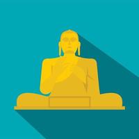 Golden Buddha icon, flat style vector