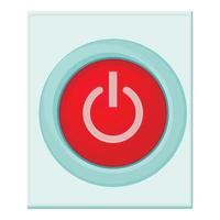 Red power on or off button icon, cartoon style vector