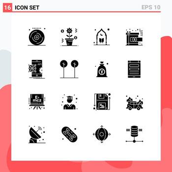 Paquete de glifos sólidos de interfaz de usuario de 16 de signos y símbolos modernos de api presentes elementos de diseño vectorial editables de luna de regalo islam vector