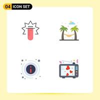 Group of 4 Flat Icons Signs and Symbols for tube information lab garden love Editable Vector Design Elements