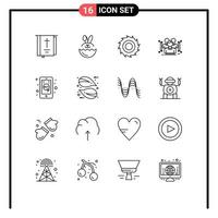 16 User Interface Outline Pack of modern Signs and Symbols of commerce public cutter human body Editable Vector Design Elements