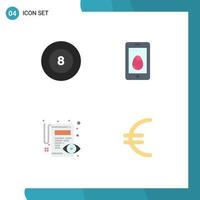 Editable Vector Line Pack of 4 Simple Flat Icons of ball pencil mobile egg currency Editable Vector Design Elements