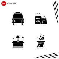 Collection of 4 Vector Icons in solid style Pixle Perfect Glyph Symbols for Web and Mobile Solid Icon Signs on White Background 4 Icons Creative Black Icon vector background