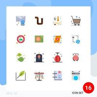 16 Flat Color concept for Websites Mobile and Apps from commerce water cart hand Editable Pack of Creative Vector Design Elements