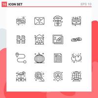 User Interface Pack of 16 Basic Outlines of exchange business clover brief in Editable Vector Design Elements