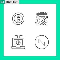 Pack of 4 Line Style Icon Set Outline Symbols for print Creative Signs Isolated on White Background 4 Icon Set Creative Black Icon vector background