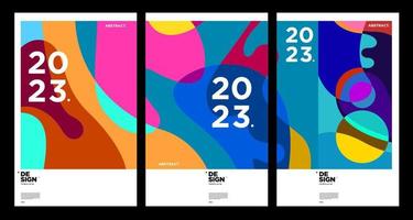 New year 2023 design template with fluid colorful abstract background vector