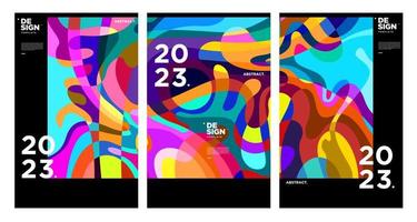 New year 2023 design template with fluid colorful abstract background vector