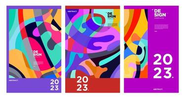 New year 2023 design template with fluid colorful abstract background vector