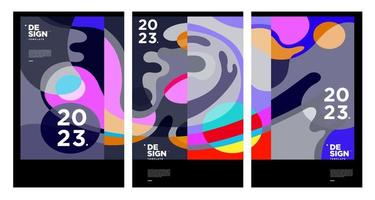 plantilla de diseño de año nuevo 2023 con fondo abstracto colorido fluido vector