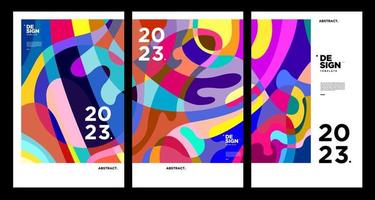 New year 2023 design template with fluid colorful abstract background vector