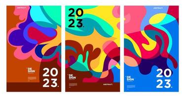 New year 2023 design template with fluid colorful abstract background vector